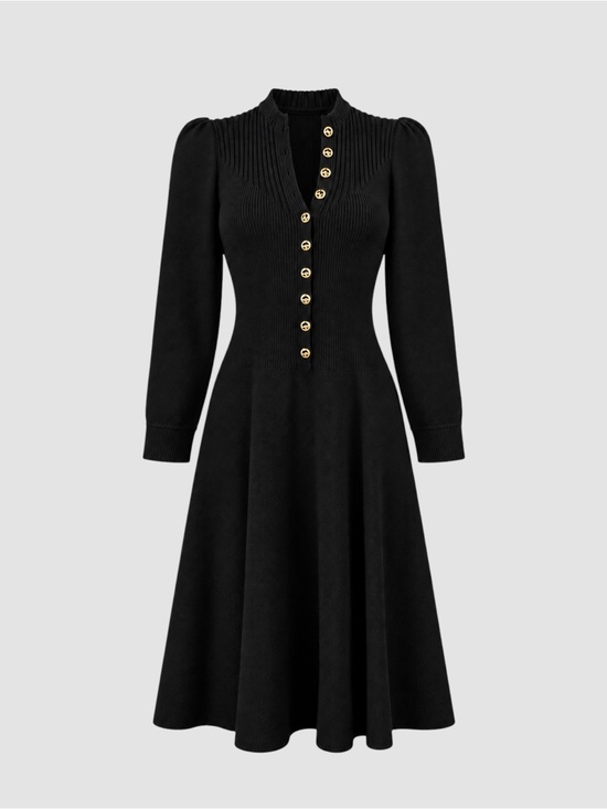 St. John Dresses & Skirts - ST. JOHN by Marie Gray | Vintage 1970s Black Santana Knit Gold Button Midi Dress
